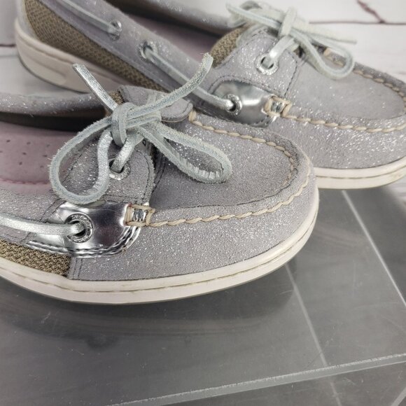 Sperry Top Sider Gray Women's Size 5 Medium Leather Fabric Uppers Boat Shoes - Picture 7 of 12